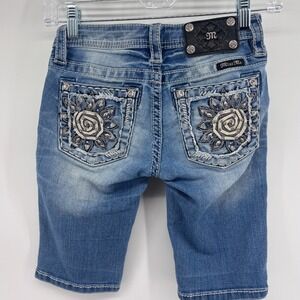 Miss Me Girls Denim Bermuda Shorts‎ Size 10 Embellished Pockets